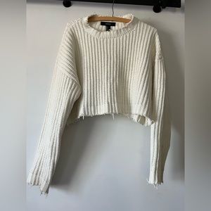 Cropped distressed sweater